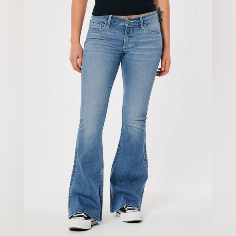 Hollister Low Rise Medium Wash Flare Jeans